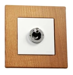 F-37 Bois Merisier Interrupteur Chromé Simple Va Et Vient