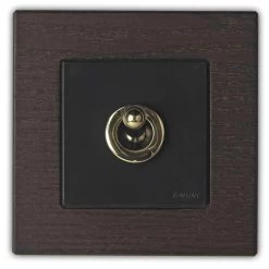 F-37 Interrupteur Bronze Antique Et Bois Wengé Simple Va Et Vient