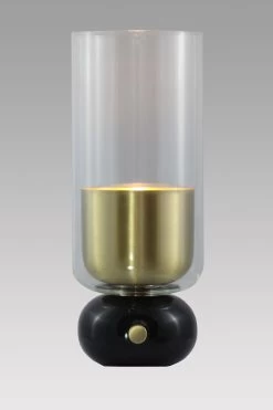 Andromède Lampe De Table En Marbre Noir Et Laiton Satiné