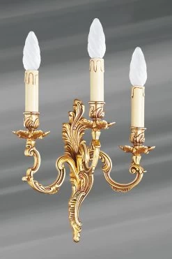 Applique Bronze Louis XV Vieil Or Trois Bougeoirs