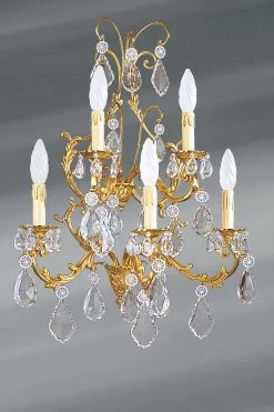 Applique De Style Louis XV Bronze Doré Et Cristal Cinq Lumières