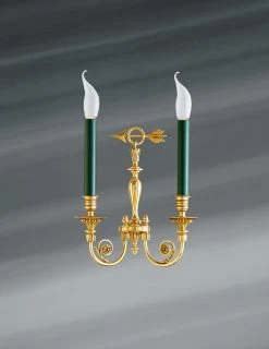 Applique Dorée De Style Directoire, Deux Lumières, Bronze Massif