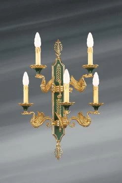 Applique Dorée En Bronze Massif De Style Empire, Cinq Lumières