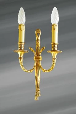 Applique Double, Style Louis XVI, En Bronze Massif Doré