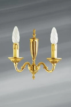 Applique En Bronze Louis XVI Patiné Vieil Or, Deux Bougies