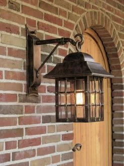 Applique Lanterne Suspendue En Fer Forgé Patiné Pour L'extérieur