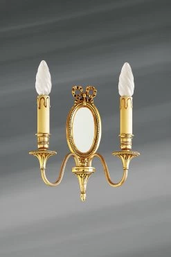 Applique Miroir à Deux Lumières, Style Louis XVI En Bronze Doré