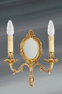 Applique Miroir Louis XV En Bronze Vieil Or Double Bougeoir