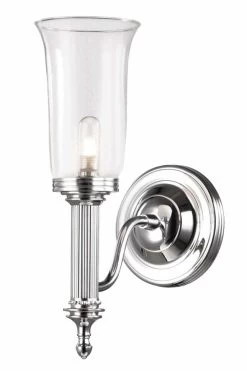 Applique Murale Salle De Bain Flambeau Cannelé Et Verre Transparent Carroll 2
