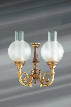 Applique Restauration 2 Lumières Et Boule De Verre Satiné