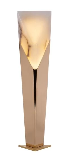Artimon Lampe à Poser De Luxe En Albâtre Et Bronze Poli