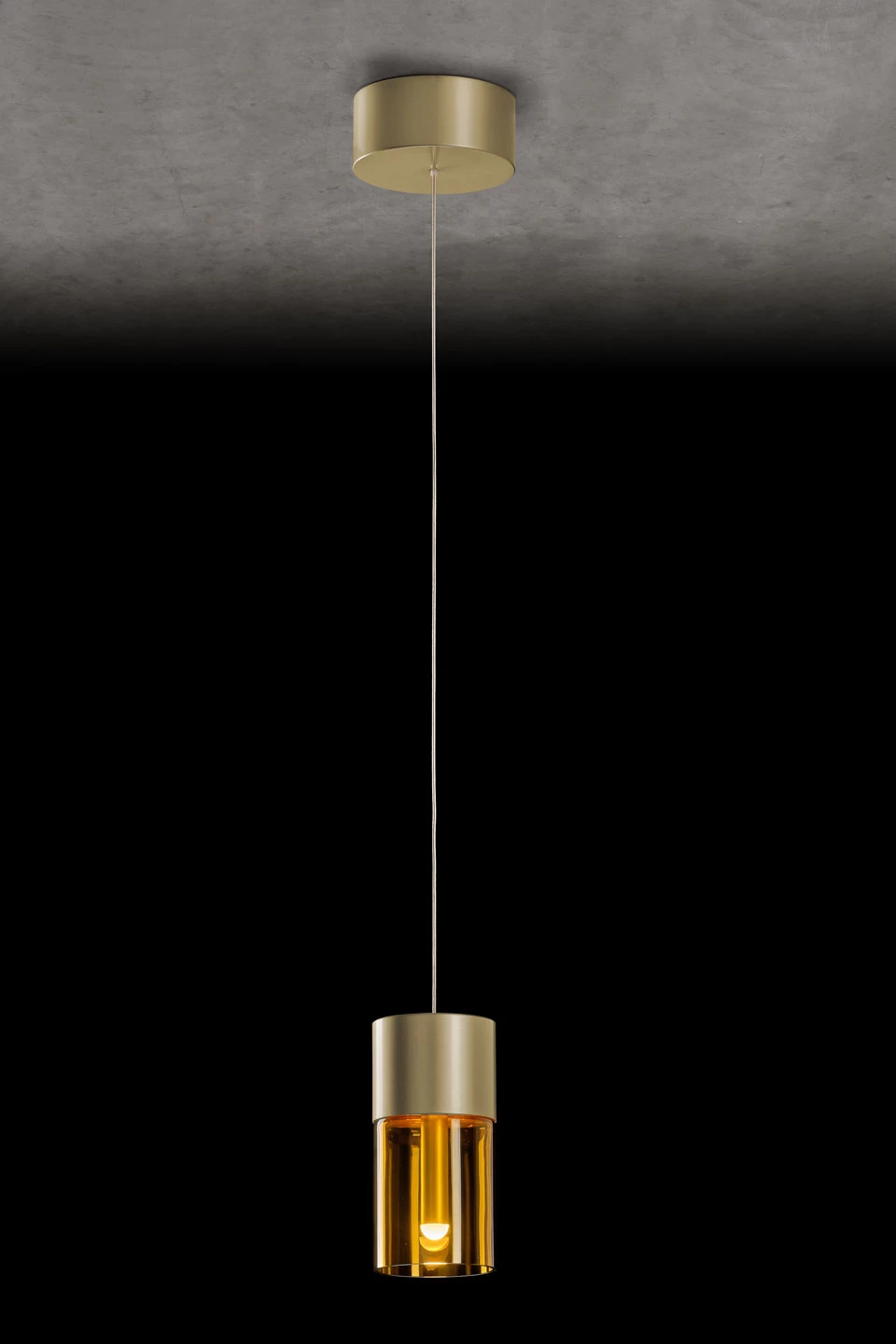 Aura Suspension Dorée Et Verre Cognac