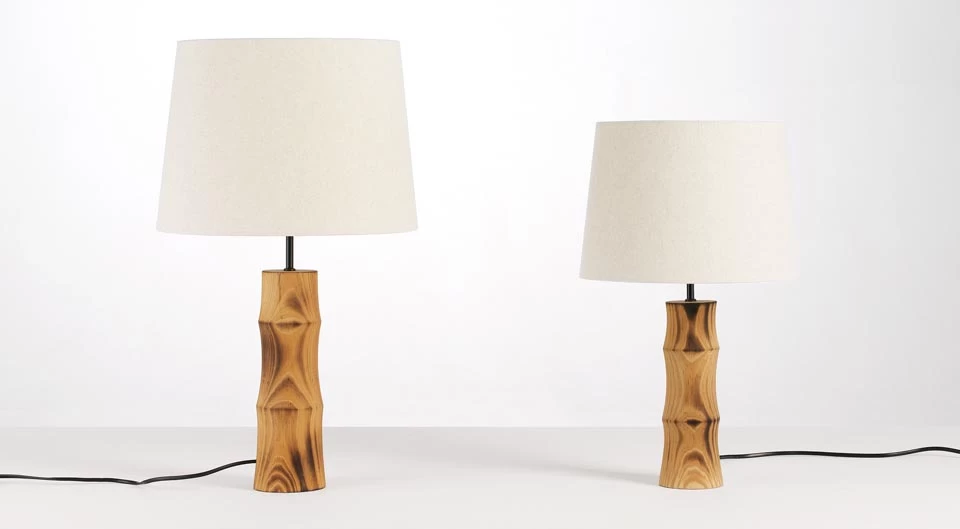 Bamboo Fogo Petite Lampe De Table En Bois