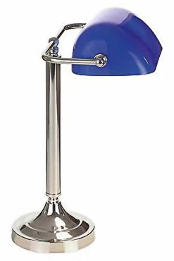 Biblio Nickel Bleu Lampe De Bureau