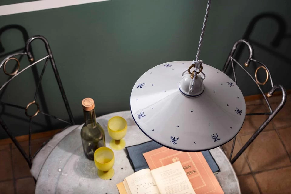 Asti Suspension En Céramique Et Motif Floral Bleu 35cm – Image 2