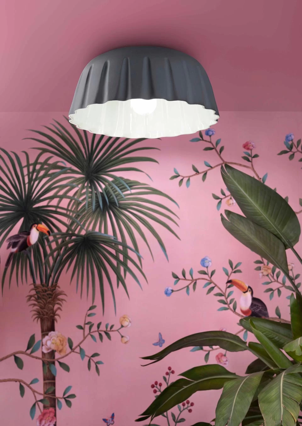 Plafonnier En Céramique Plissée Madame Grès Gris Souris – Image 4