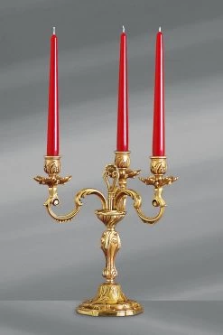 Chandelier Bougeoir Doré Louis XV Trois Bougies