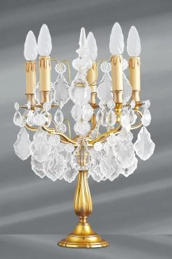 Chandelier Doré Cristal De Bohème Forme Girandole 5 Lumières
