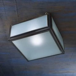 Chelsea Medium Plafonnier Bronze Antique Verre Sablé