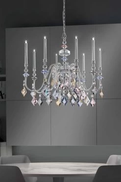 Chic Lustre Chandelier 8 Lumières Argenté