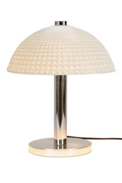 Cosmo Dimple Lampe De Bureau Blanche Et Chromée