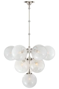 Cristol Lustre Rétro 10 Lumières Argenté