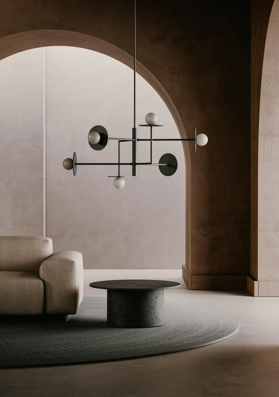 Miro Lustre Noir Et Blanc 6 Lumières – Image 2