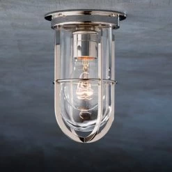 Docklight Ceiling Plafonnier Bronze Nickelé Poli Verre Clair