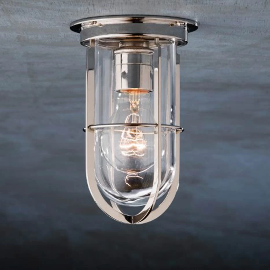 Docklight Ceiling Plafonnier Bronze Nickelé Poli Verre Clair
