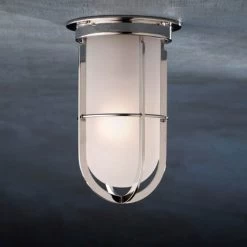 Docklight Ceiling Plafonnier En Bronze Nickelé Poli Verre Sablé