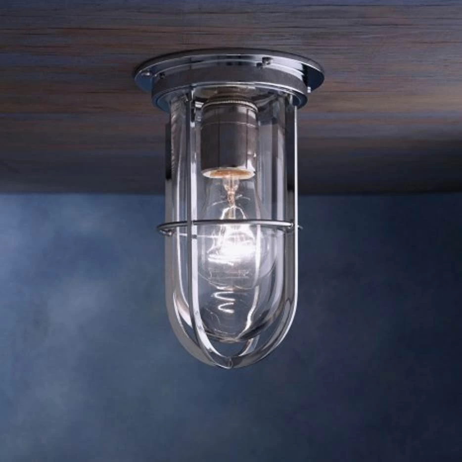 Docklight Ceiling Plafonnier Extérieur Bronze Chromé Verre Clair