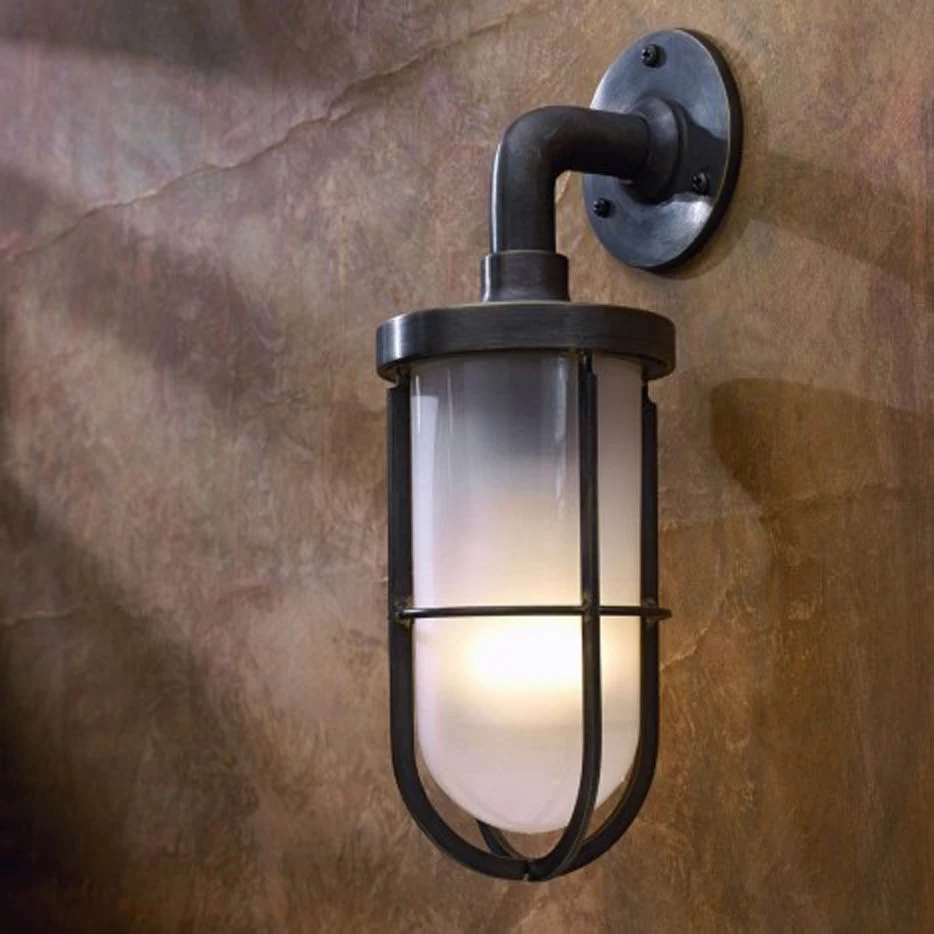 Docklight Wall Applique Bronze Antique Verre Sablé