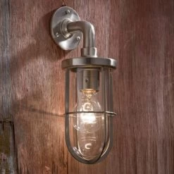 Docklight Wall Applique En Bronze Nickelé Mat Verre Clair