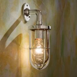Docklight Wall Applique En Bronze Nickelé Poli Verre Clair