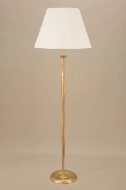 Dora Lampadaire Classique Doré Et Grand Abat-jour Blanc