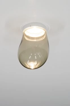 Dropz Goutte En Verre Soufflé Fumé Et Métal Blanc