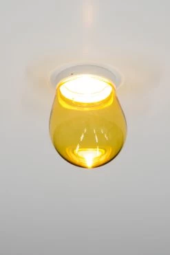 Dropz Spot En Verre Soufflé Ambré Et Métal Blanc