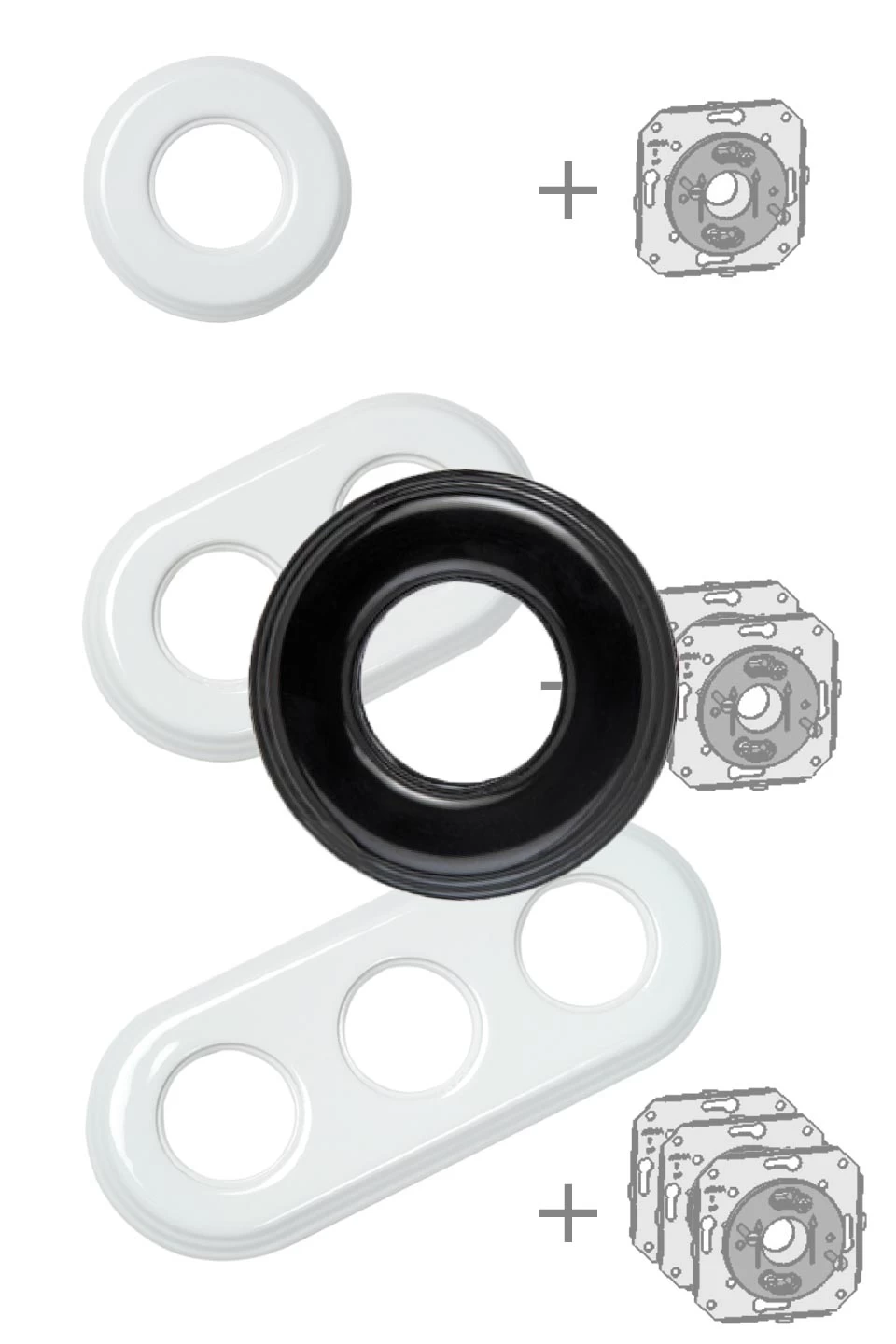 Encadrement En Porcelaine Noire Pour Interrupteurs Fontini Garby En Saillie - 1 Position