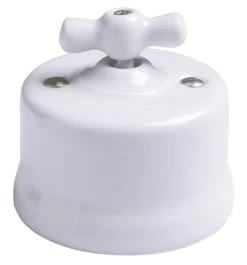 Garby Interrupteur Rotatif Porcelaine Blanche En Applique Va Et Vient