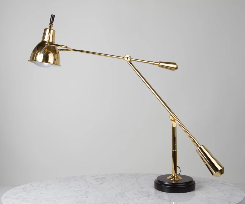 Grande Lampe De Bureau EB27 Design E. Buquet En Laiton Poli
