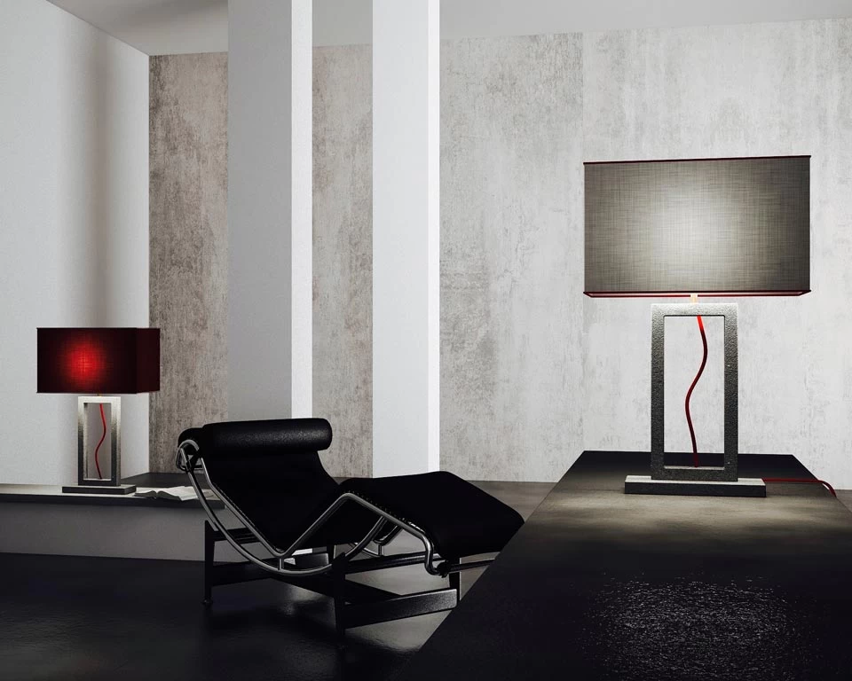 Grande Lampe De Table En Marbre Gris Forme Rectangle