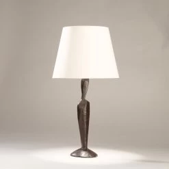 Jude Lampe De Table Minérale En Bronze Patiné Noir