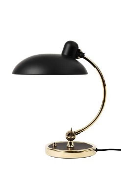 Fritz Hansen Kaiser Idell Lampe De Bureau Rétro En Acier Noir Et Métal Doré