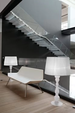 Lampadaire Style Grande Lampe En Verre Soufflé Opale Blanc ETVOILA