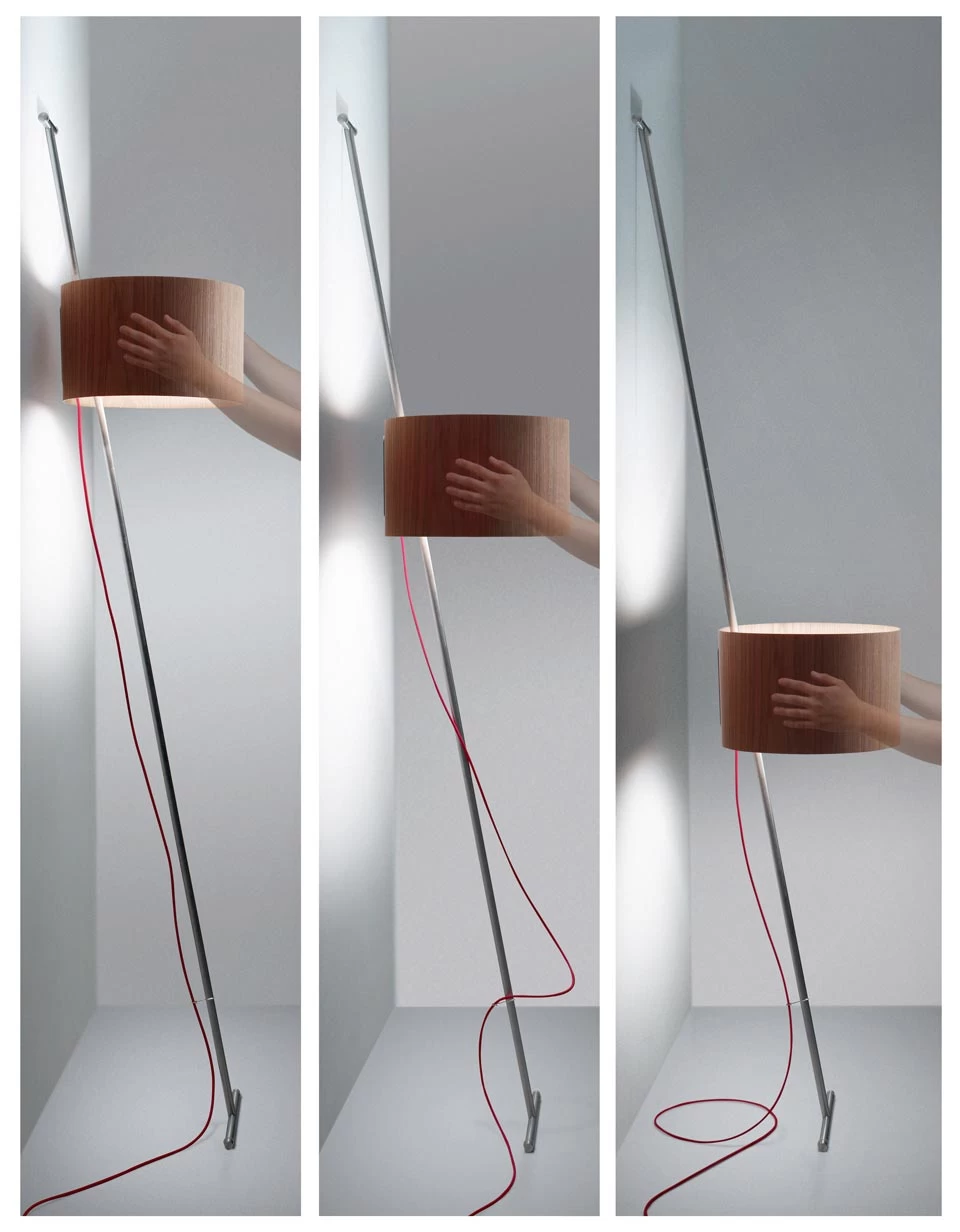 Lift Lampadaire Monte-et-baisse En Bois Et Inox – Image 2