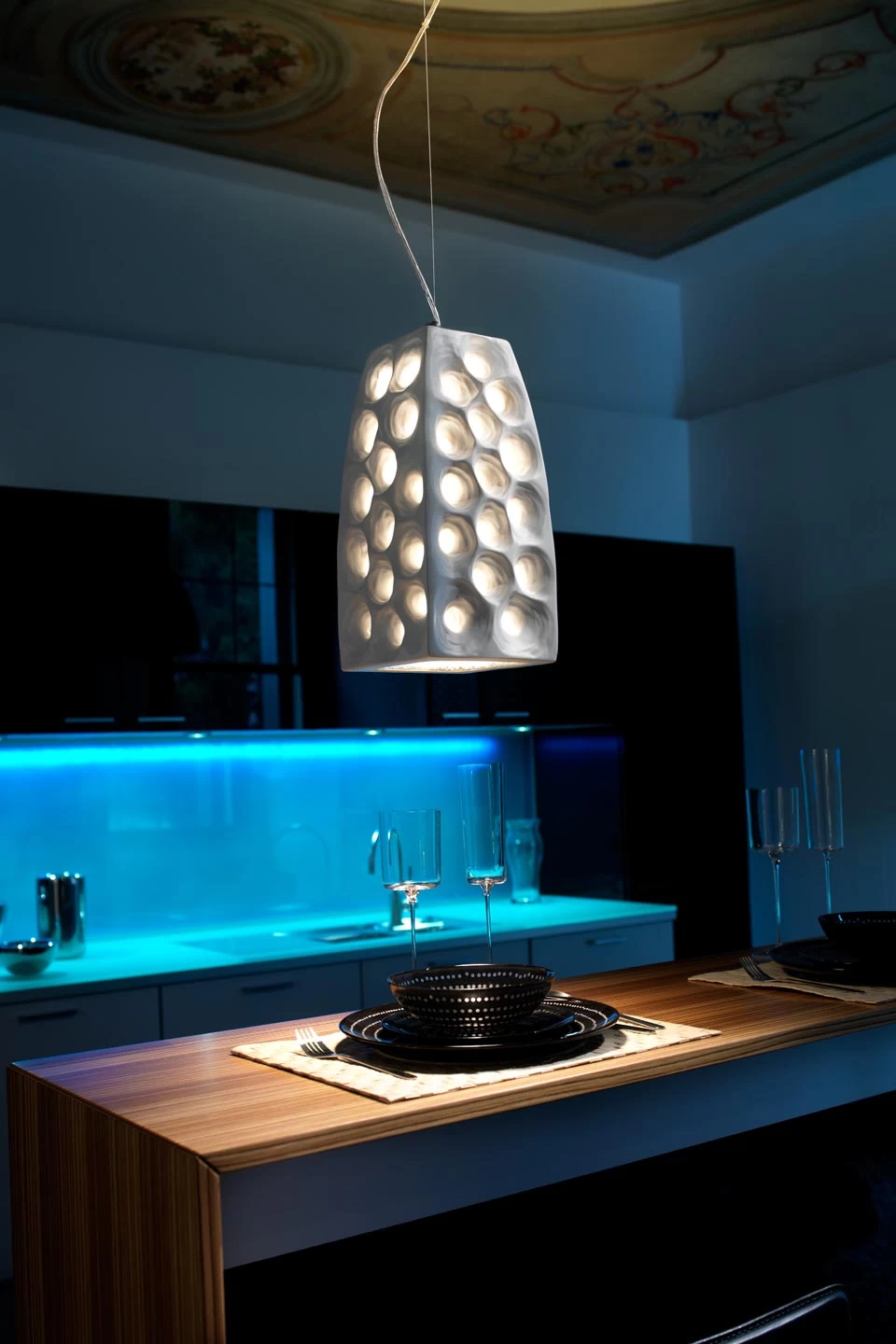 Ares Suspension Céramique Blanche Intérieur Doré – Image 2