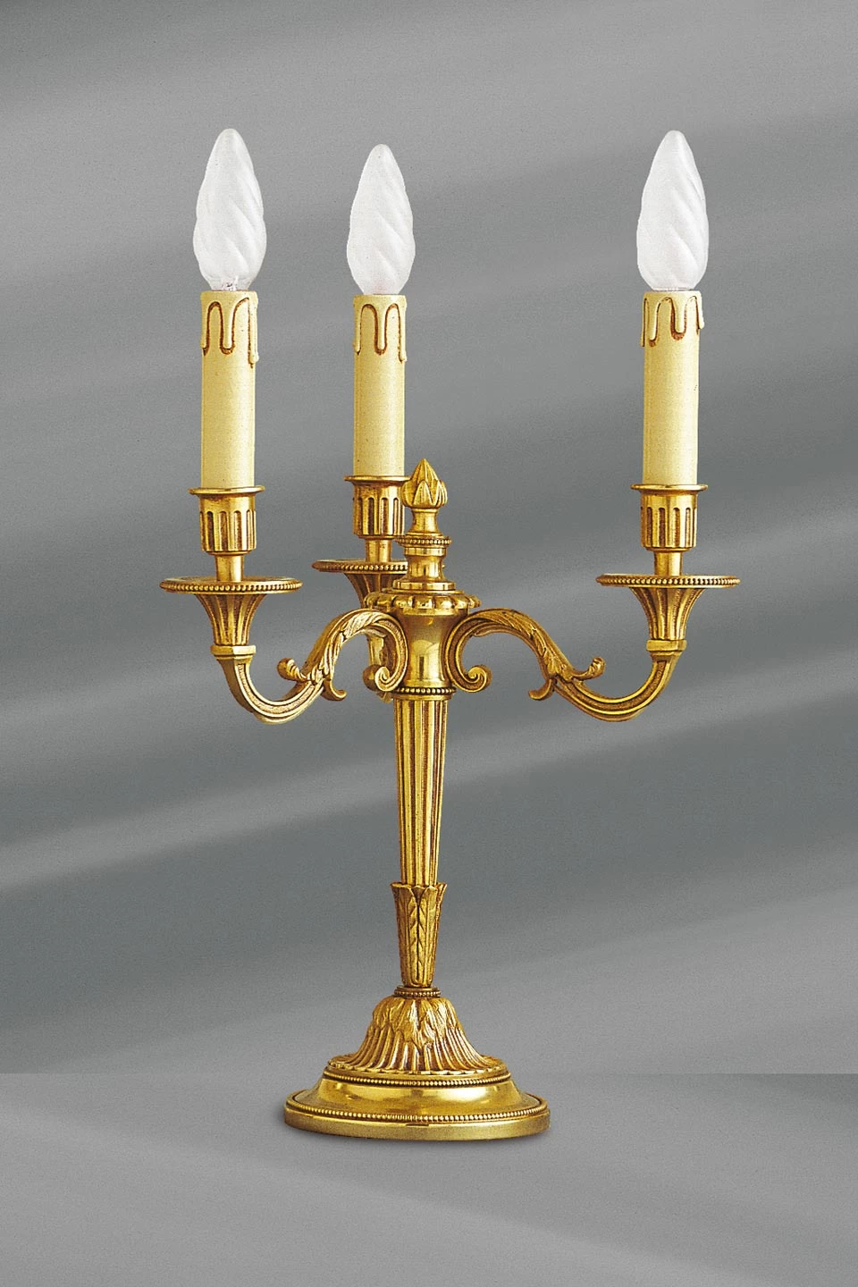 Lampe Chandelier Louis XVI Bronze Doré Trois Lumières