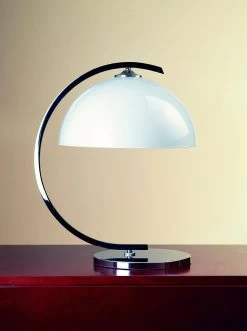 Lampe De Bureau Chromée Et Verre Opale