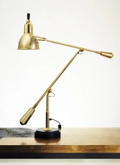 Lampe De Bureau Dorée EB27 De E. Bucquet