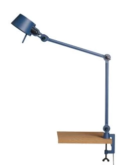 Lampe De Bureau Sur étau Avec Deux Bras Design Industriel En Métal Bleu Orage Bolt Desk